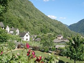 stone houses seen from Casa alla Cascata, Maggia