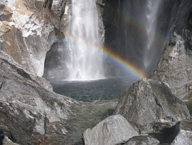 Maggia waterfall behind Casa alla Cascata