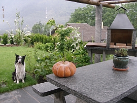 stone pergola and grill